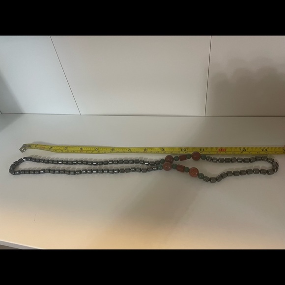Rare Vintage Bloodstone Hematite Barrel Necklace size 14inch - Picture 5 of 6